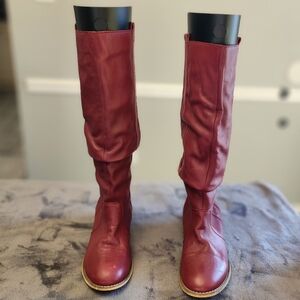 Red Colin Stuart slouch knee boots Sz 9.5